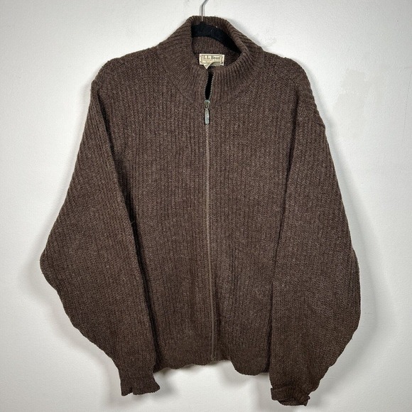 L.L. Bean Other - VTG LL Bean Full Zip Wool Alpaca Cardigan Sweater Jacket Mens L Grandpa USA Warm